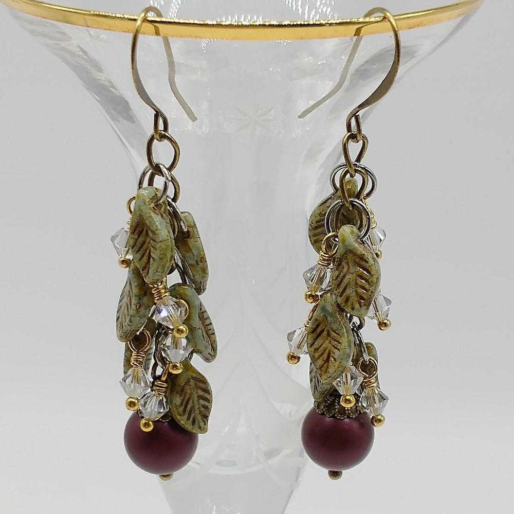 Falling Leaf Swarovski Czech Glass Earrings
